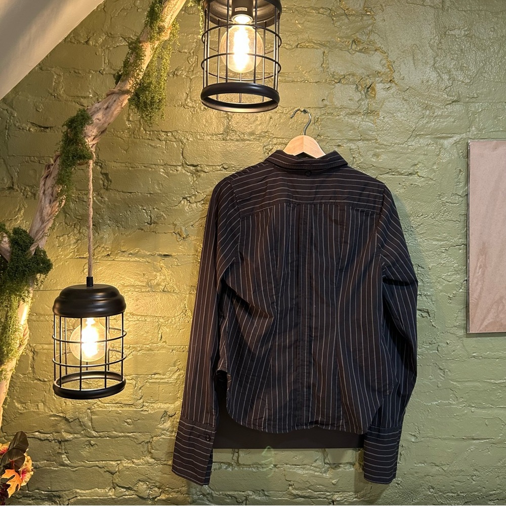 Urban Outfitters black pinstripe button up shirt - Picture 4 of 5